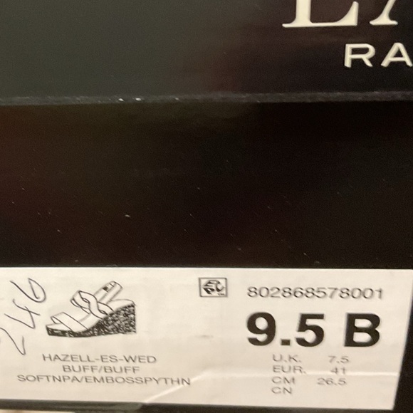 Ralph Lauren Womens HAZEL Leather Open Toe Wedge Shoe size 9.5, will fit 9 too - Picture 6 of 6